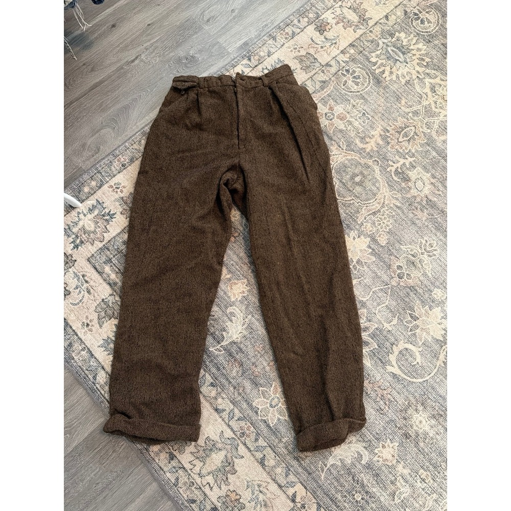 Ralph Lauren Wool Pleated Trouser Pants Brown Vintage